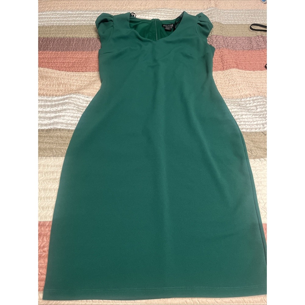 Enfocus Studio Womens Green Fit & Flare Cocktail Dress Size 8 Sleeveless V-Neck